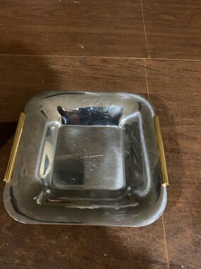 Stanley Silver Tray with Gold-Tone Handles